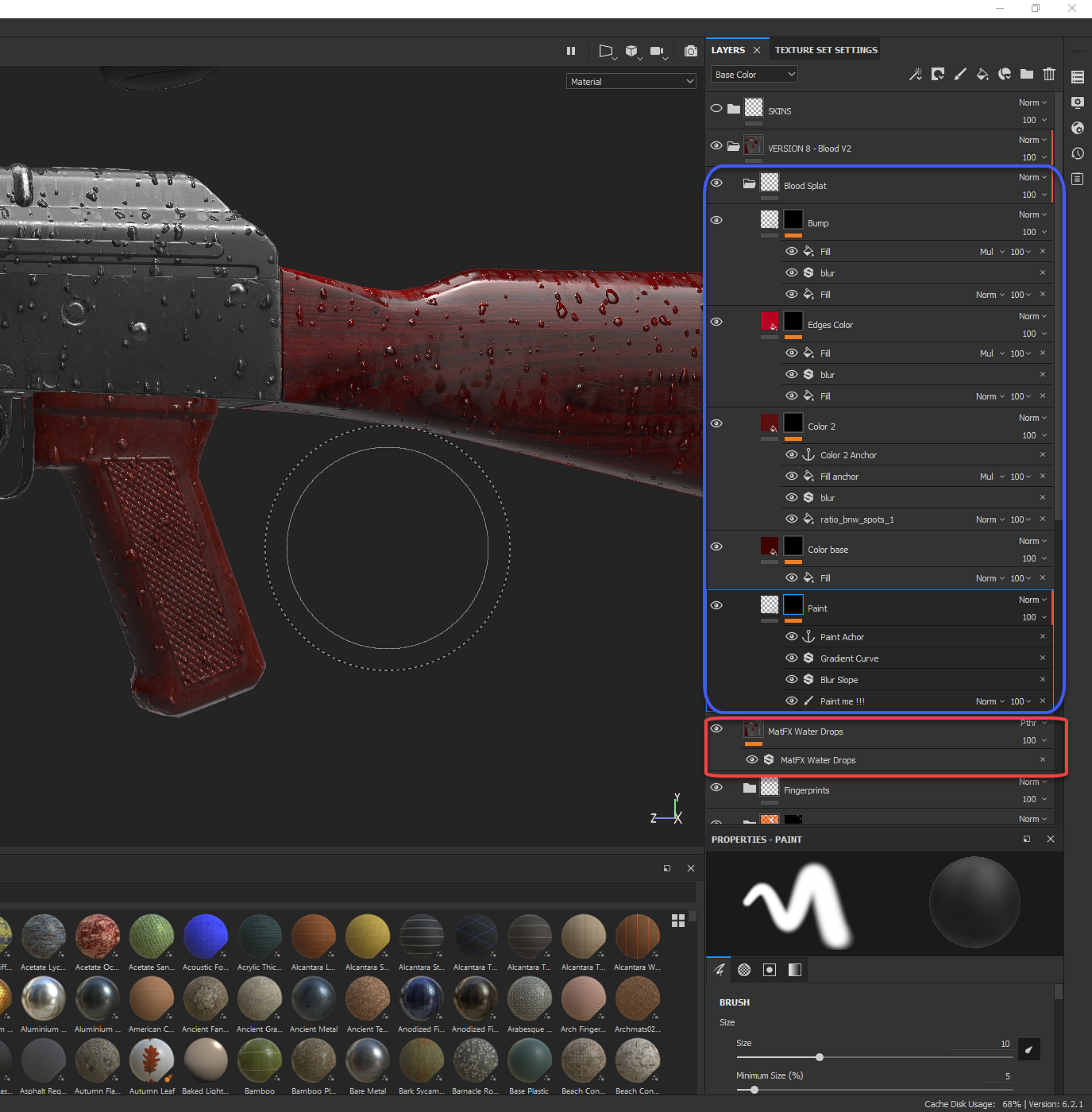 Need help combining a Smart material with MatFX in Substance painter if