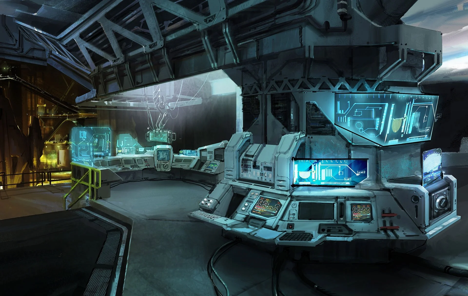 Sci-fi corridor, habitat and base — polycount