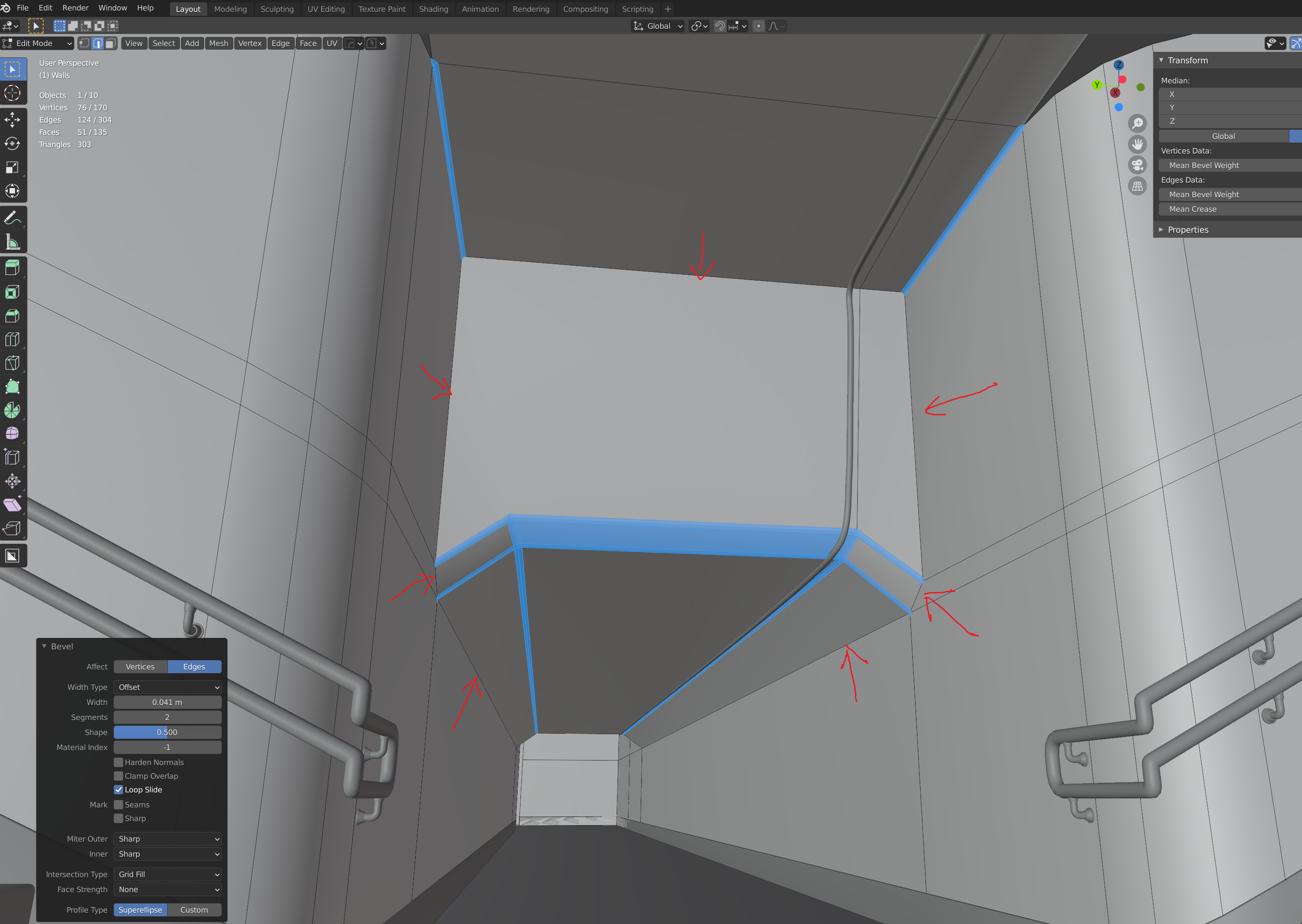 Blender Bevel Only Applying To Some Of My Edges Polycount