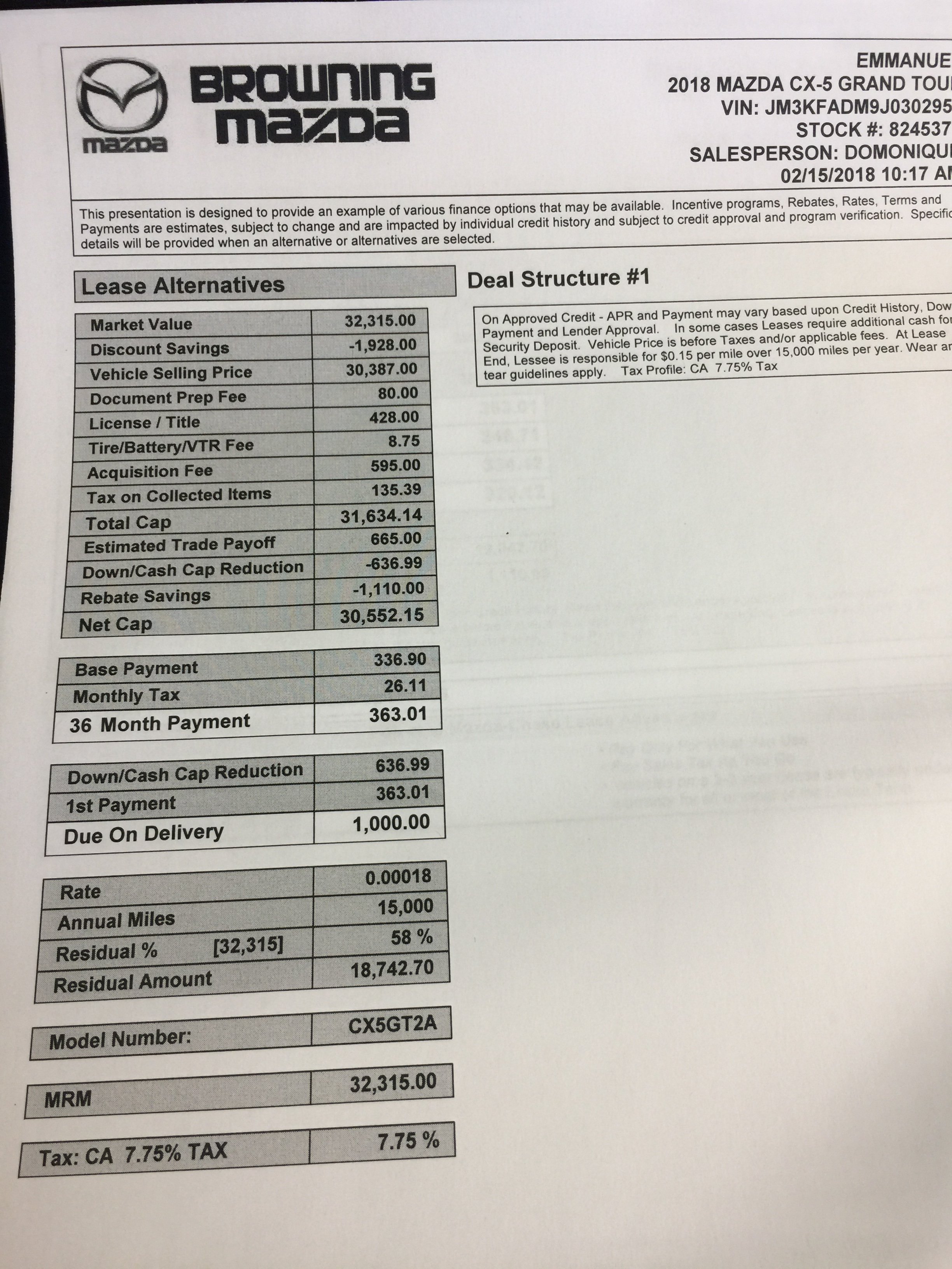 2018 Mazda Cx 5 Lease Deals And Prices Page 8 Car Forums At Have Around 665 Left On My Cur Lease I Got This Breakdown From The Dealership Is Correct A Good Deal What Can Be Better Thanks