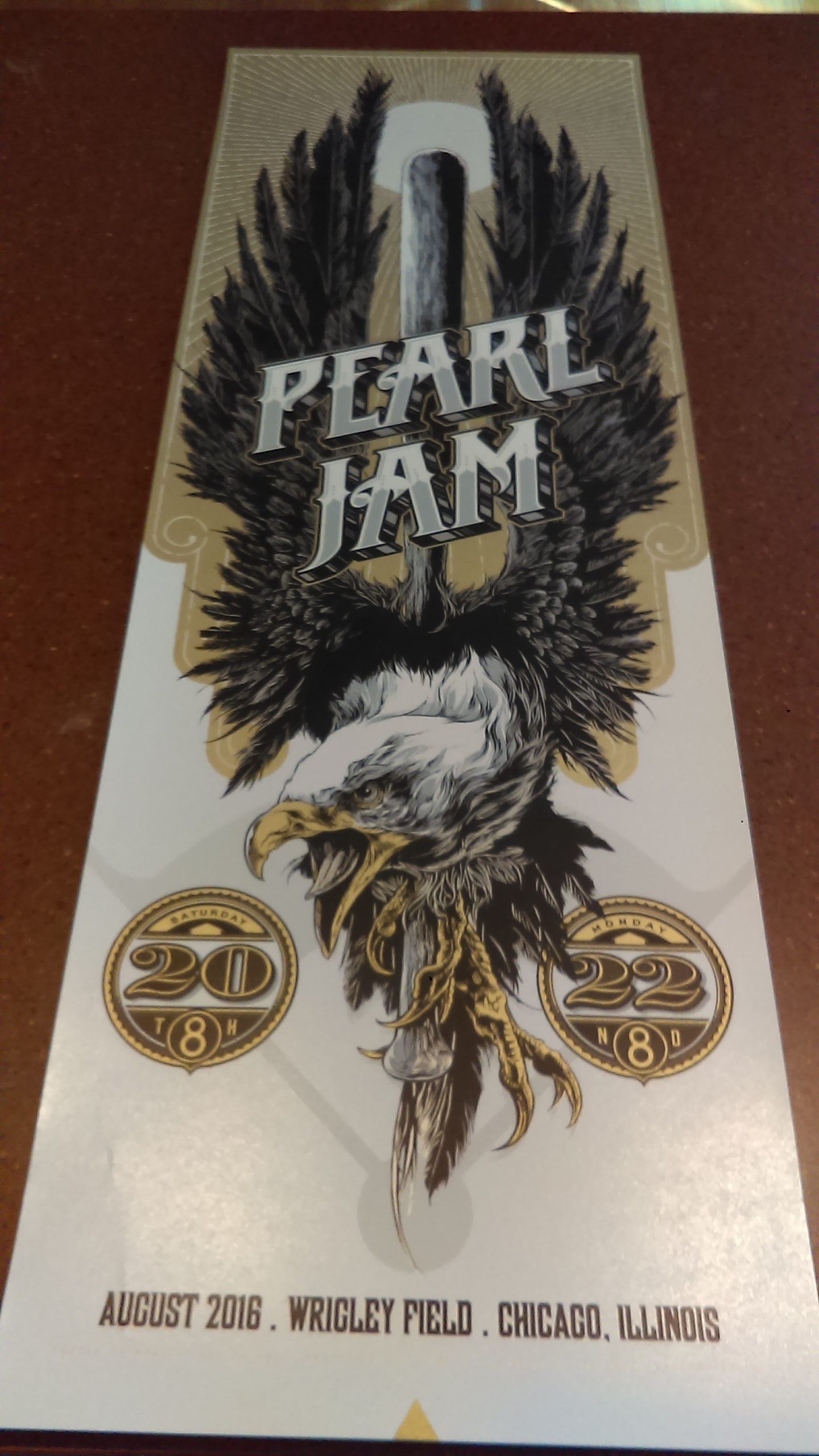 Pearl Jam 2013 Wrigley Field Chicago Show Poster EMEK Monster Baseball  Cards PJ