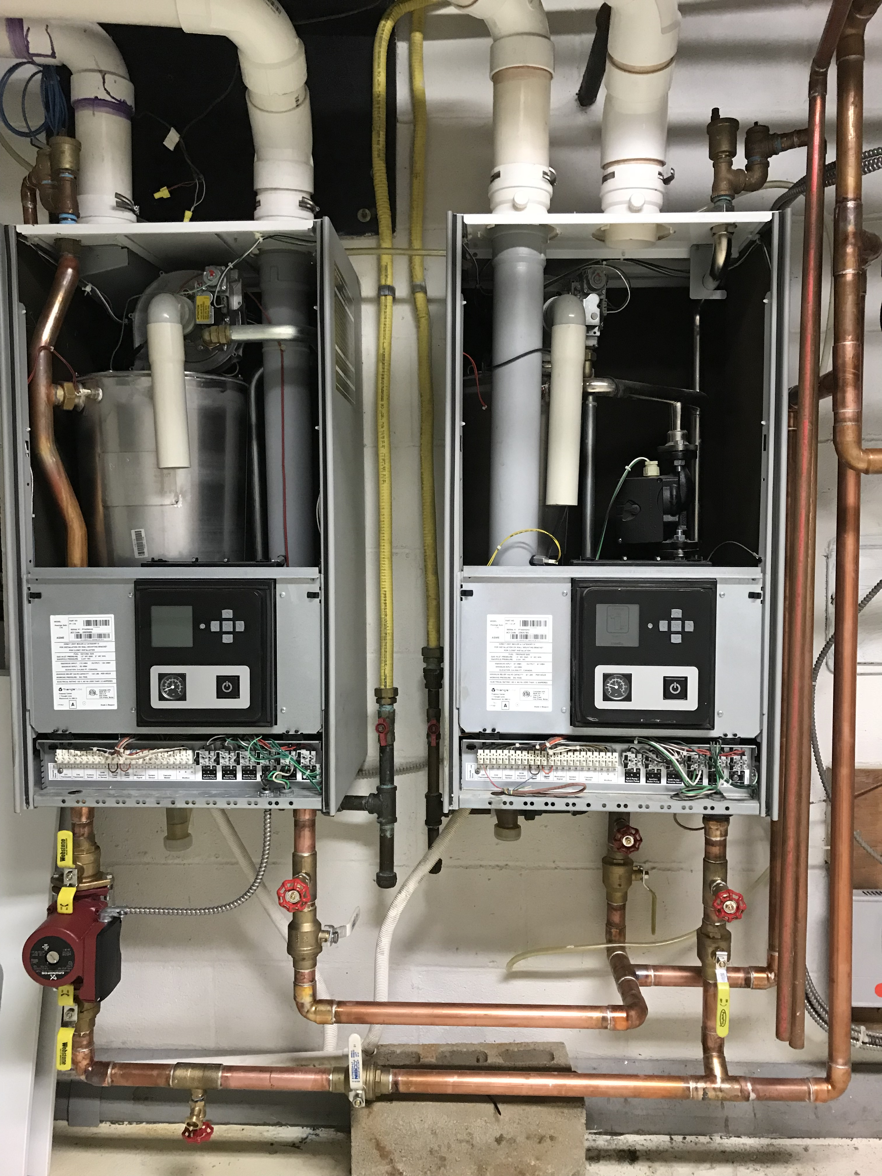 Two different sized condensing boilers cascaded. Big problem? — Heating