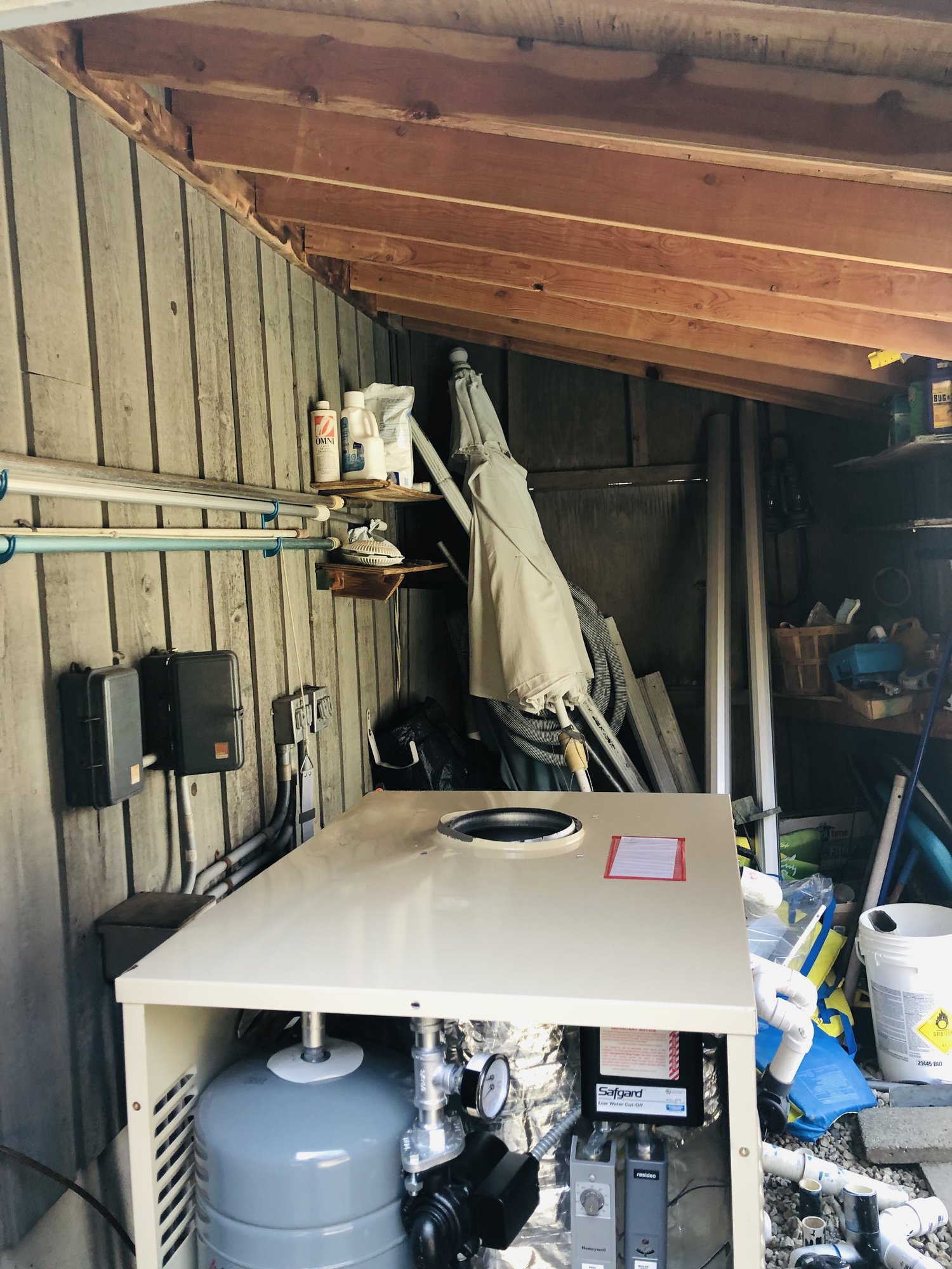 Oil Fired Pool Heater in Pool Shed — Heating Help: The Wall