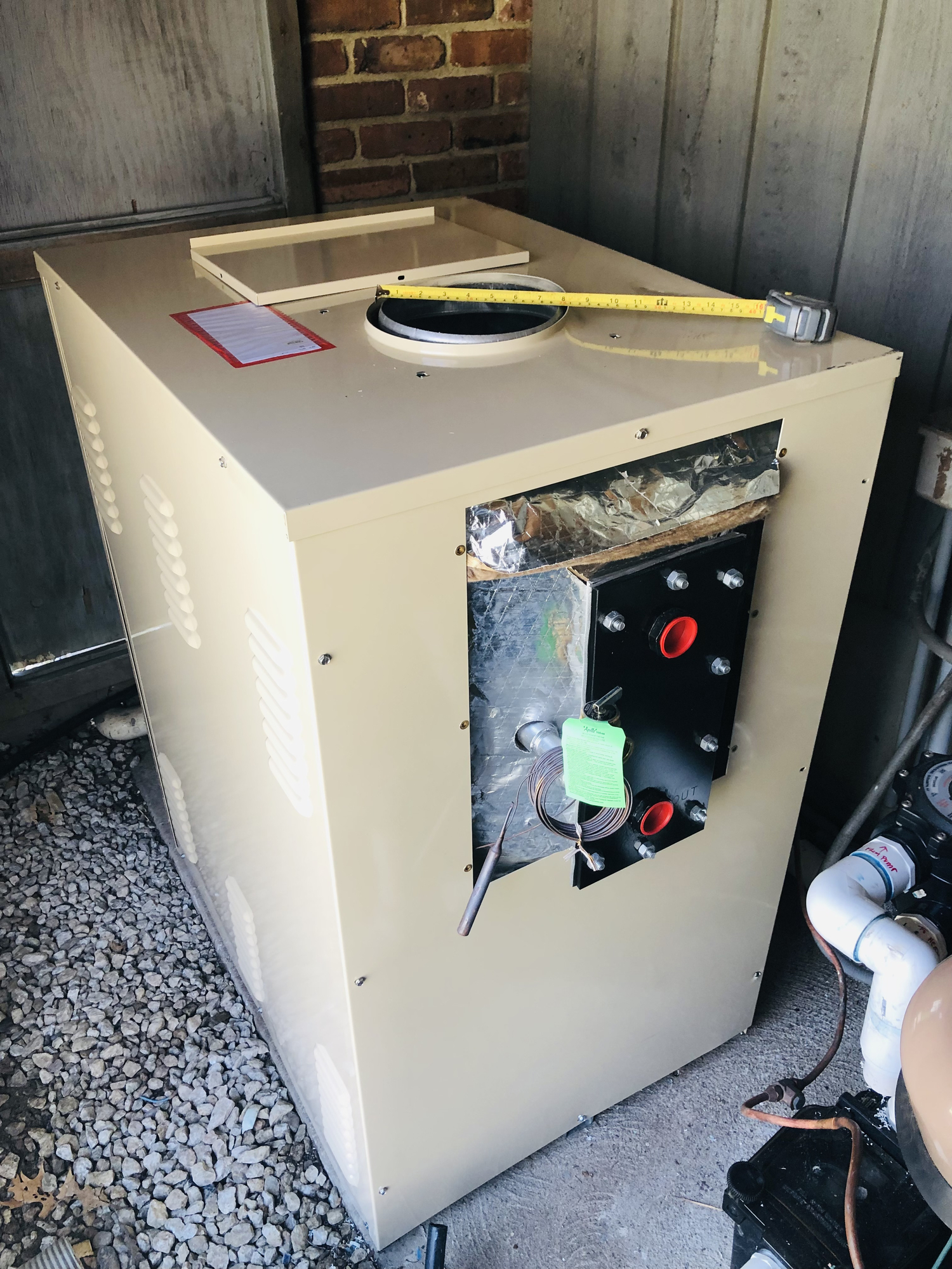 Oil Fired Pool Heater in Pool Shed — Heating Help: The Wall