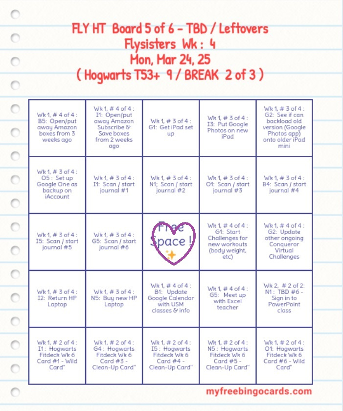 Bingo Fly High Together 03 24 25 Weekly Focus Bingo! e Board #5 of 6 - TBD & Leftovers #1, e3, cropped, and checking off done tasks.jpg