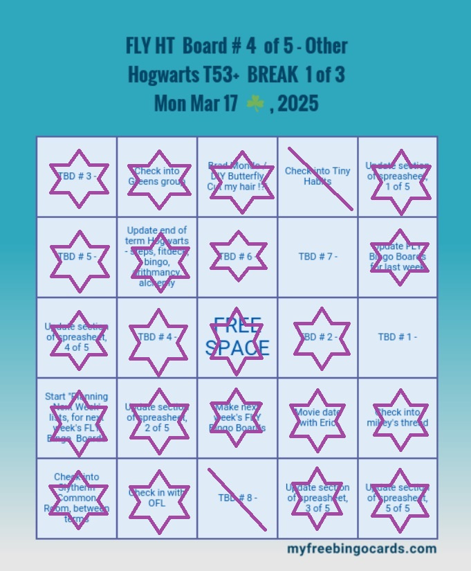 Bingo Fly High Together 03 17 25 Weekly Focus Bingo! d Board #4 of 5 - Other, d3, cropped, and checking off tasks.jpg