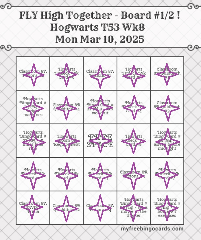 Bingo Fly High Together 03 10 25 Weekly Focus Bingo! a Board #1 of 2 b2, cropped, and checking off done tasks.jpg