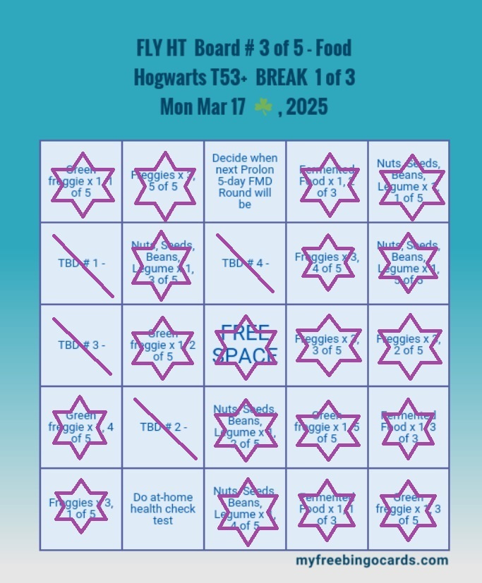 Bingo Fly High Together 03 17 25 Weekly Focus Bingo! c Board #3 of 5 - Food, c3, cropped, and checking off done tasks.jpg