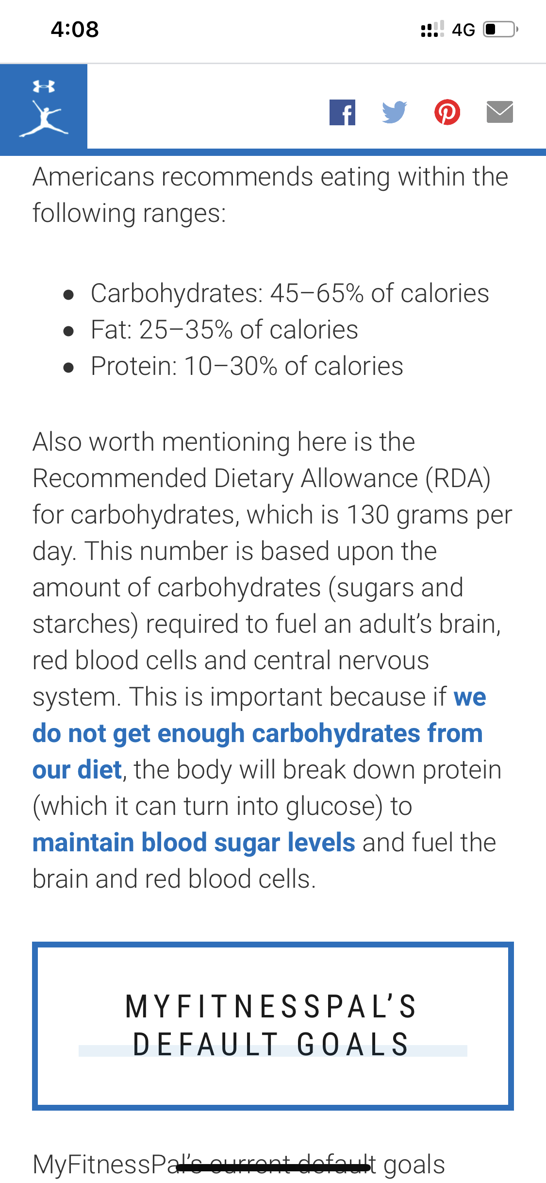Carb minimum requirements —