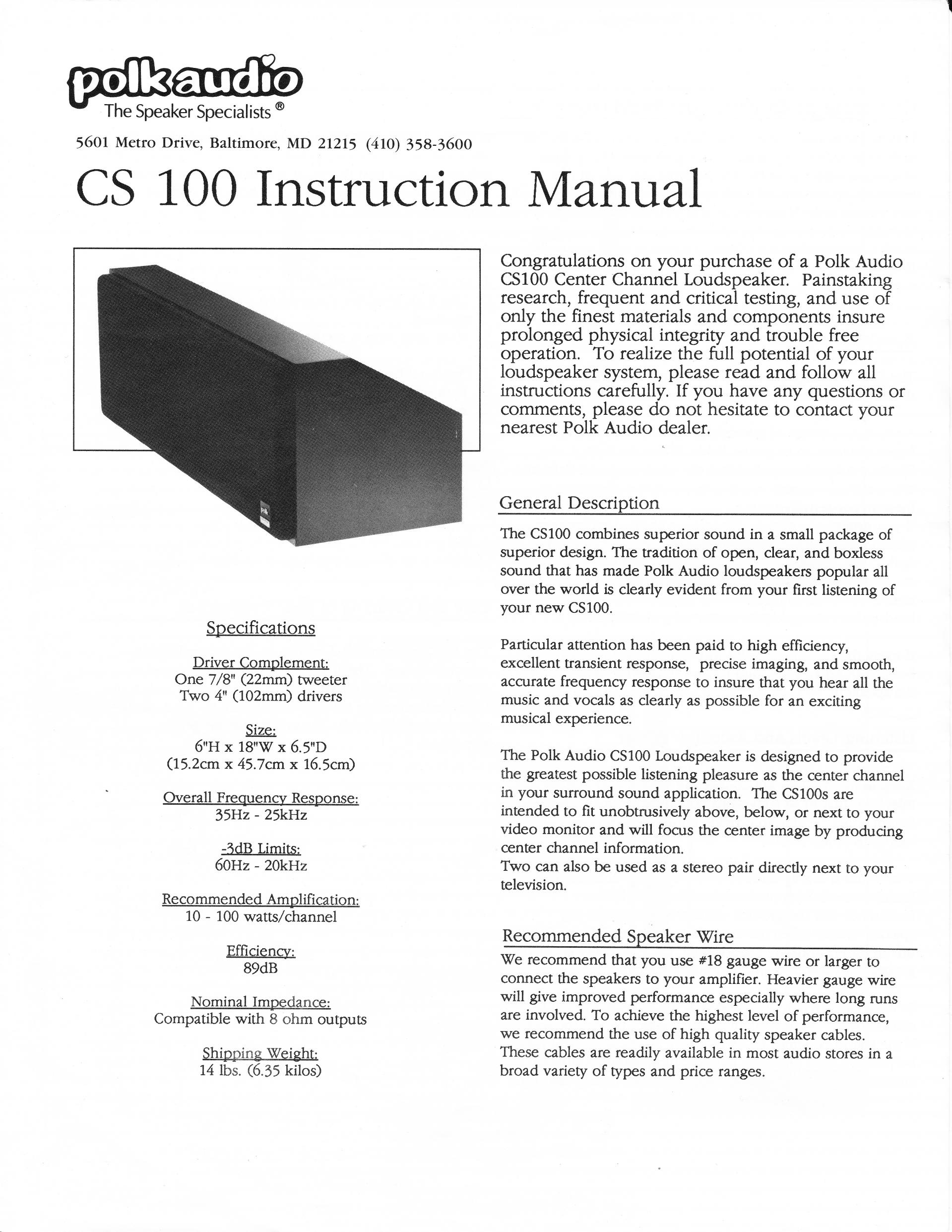 polk audio cs100