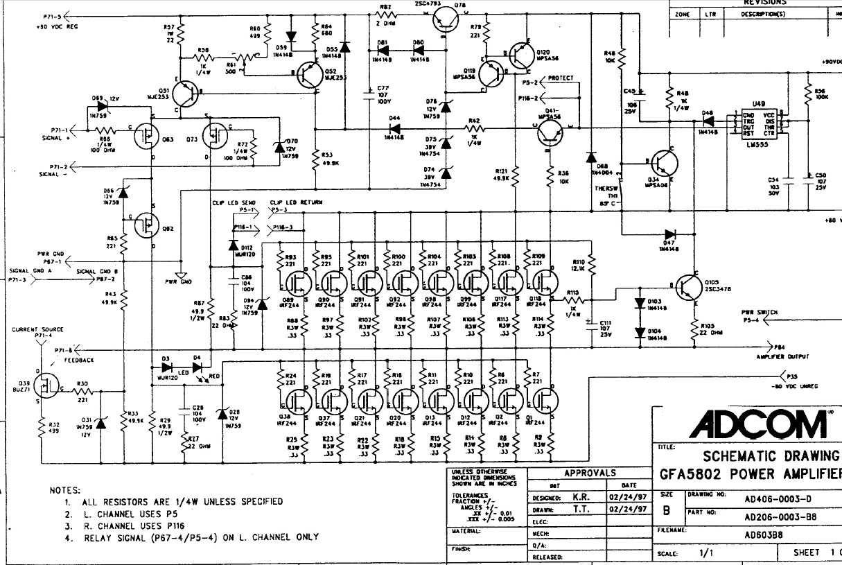 Adcom 5802: Strapping/Jumping Negative Terminals — Polk Audio