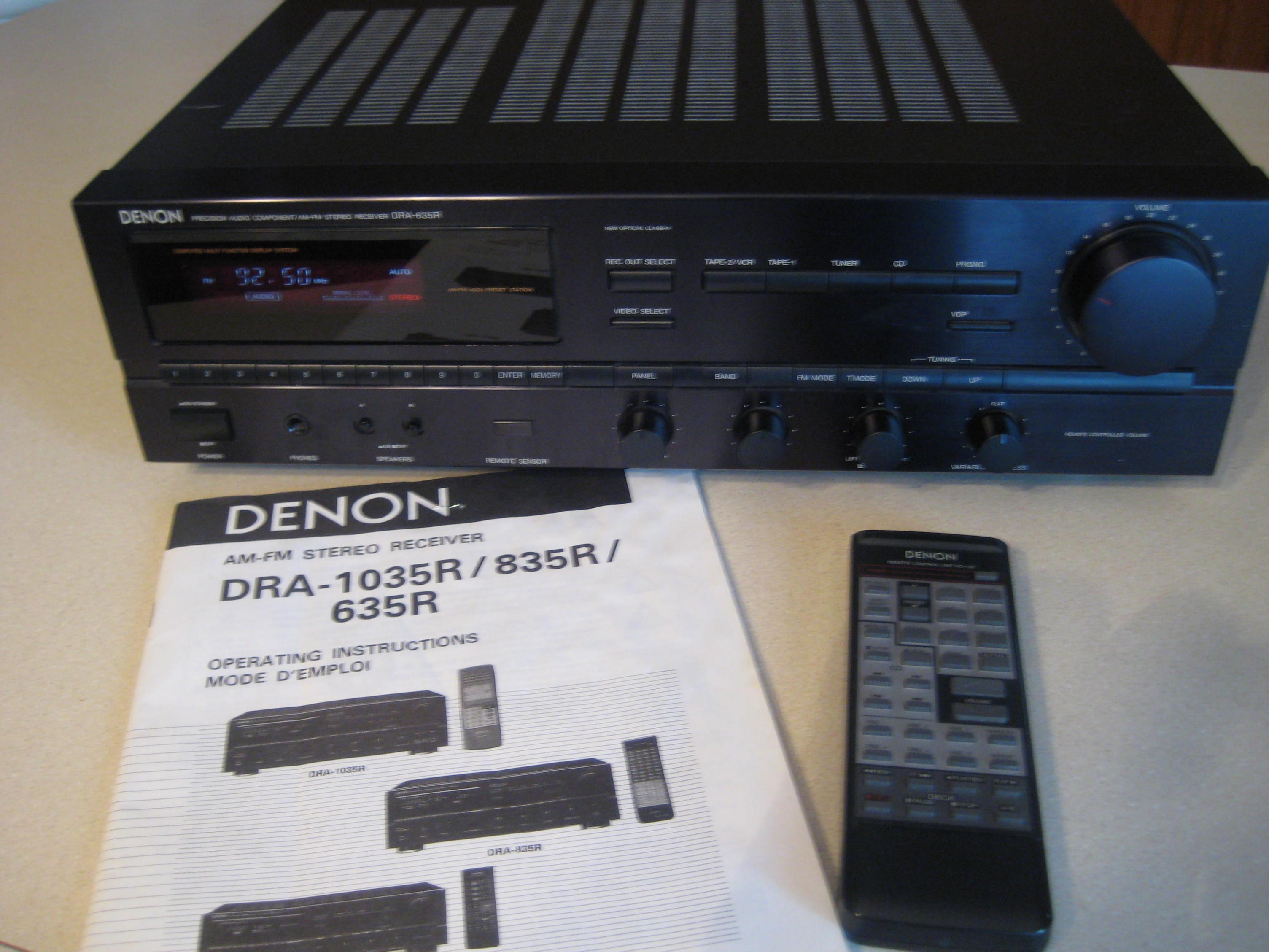 Nice Denon DRA 635R 80w/ch 2 channel receiver w remote and phono — Polk