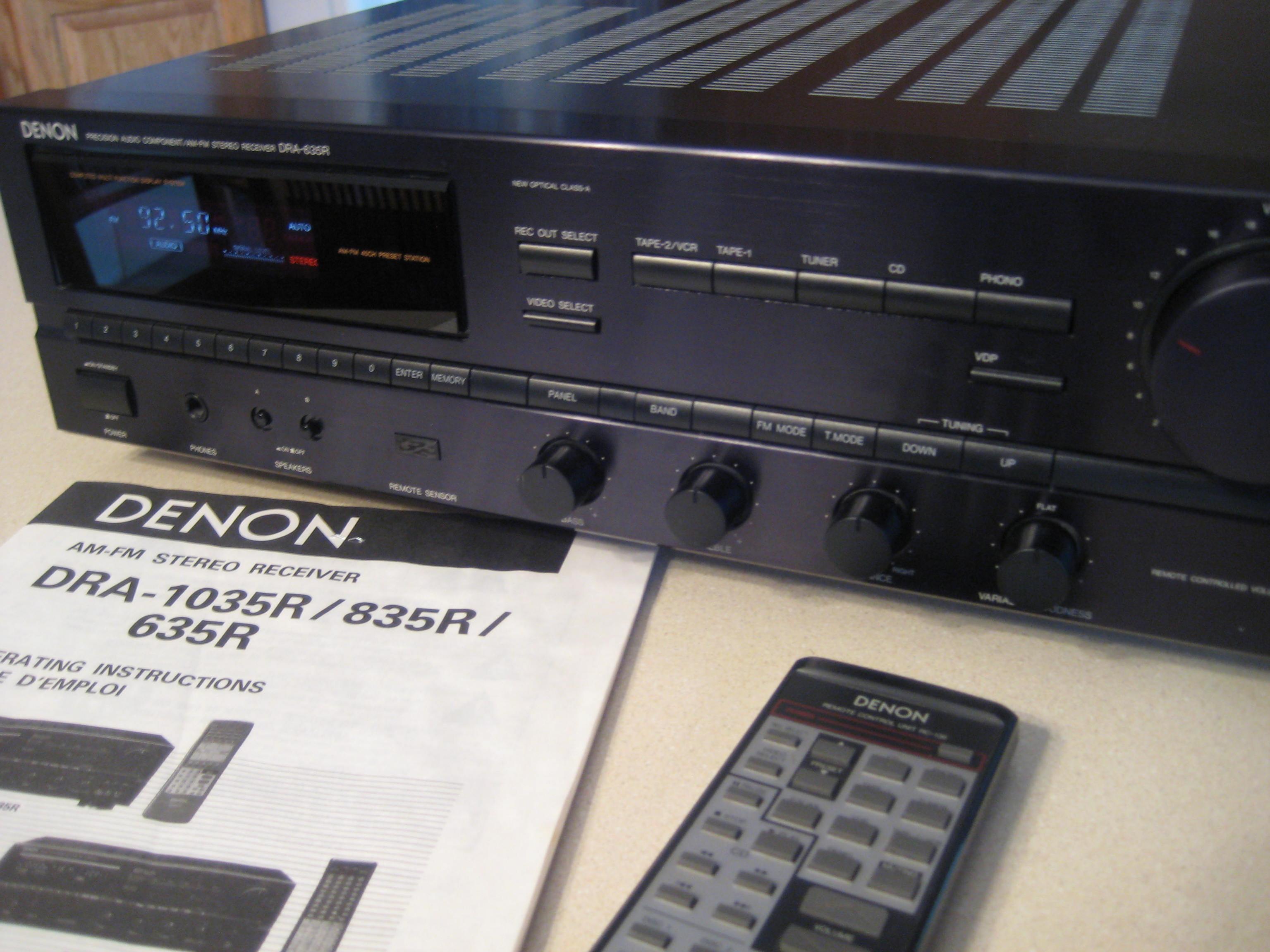 Nice Denon DRA 635R 80w/ch 2 channel receiver w remote and phono — Polk