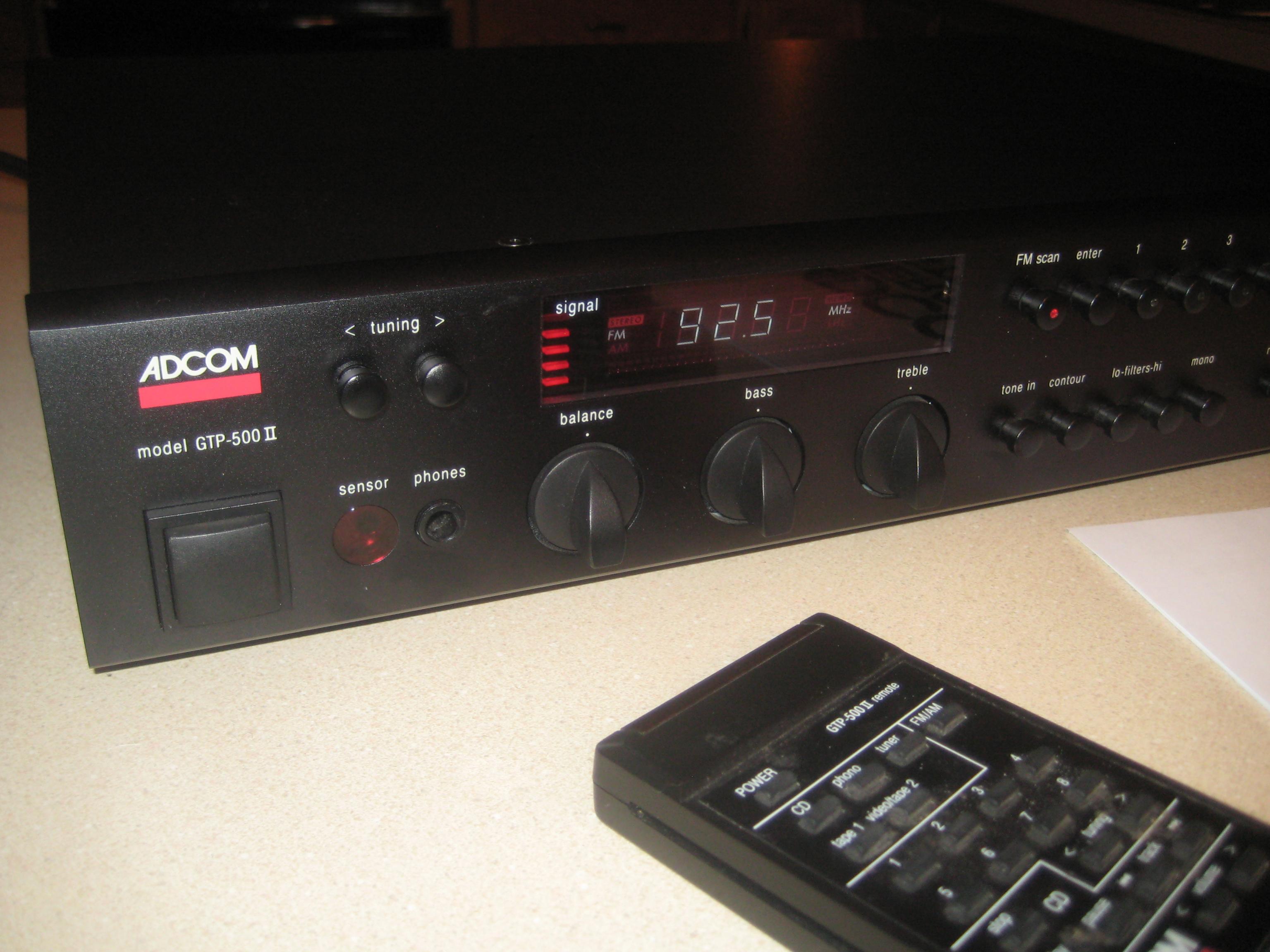 Very nice Adcom GTP 500II tuner preamp w phono , remote and manual ...