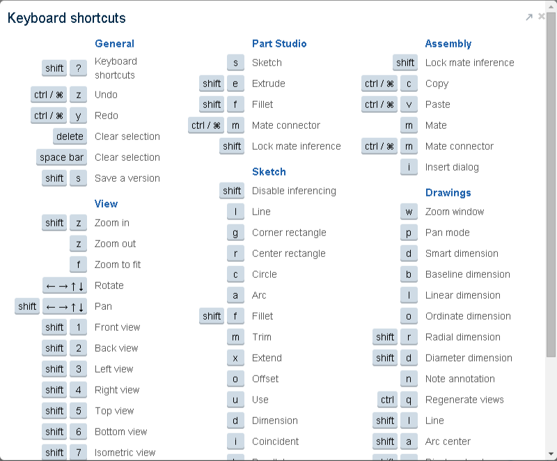 fusion 360 keyboard shortcuts