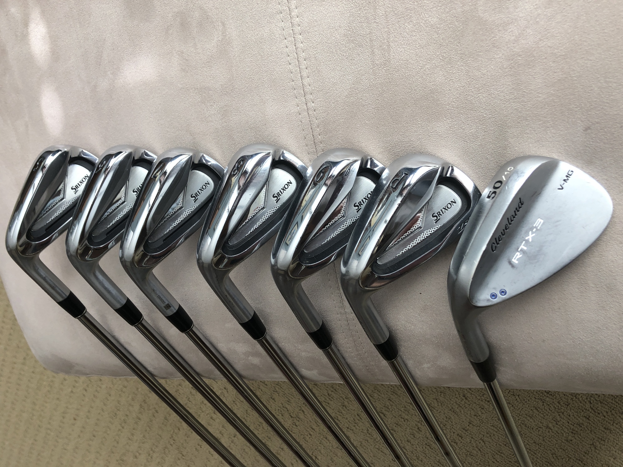 Srixon Z585 5PW irons KBS shafts + Cleveland RTX3 50 degree gap wedge