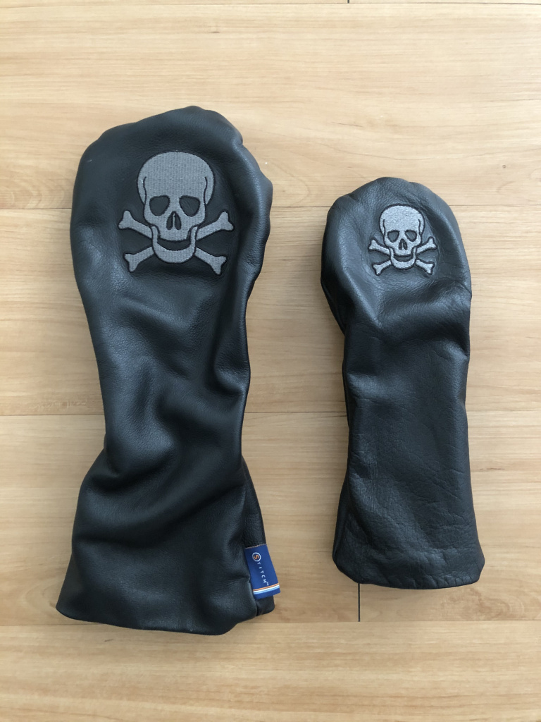 FS Stitch Black Bonesman Leather Headcovers for Driver and Fairway