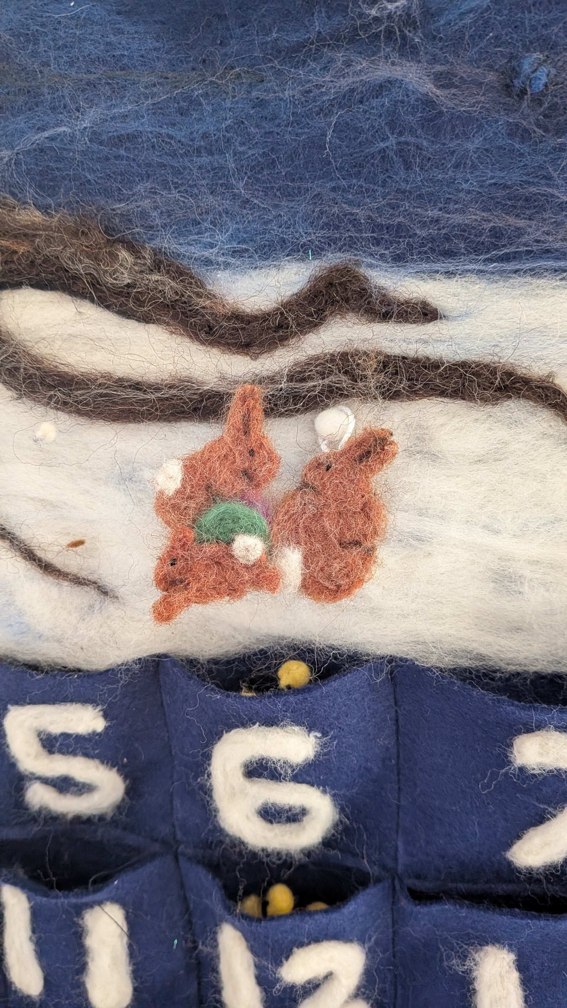 Three needle felted bunnies