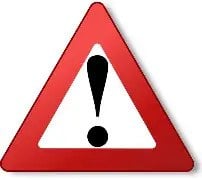 A red warning triangle
