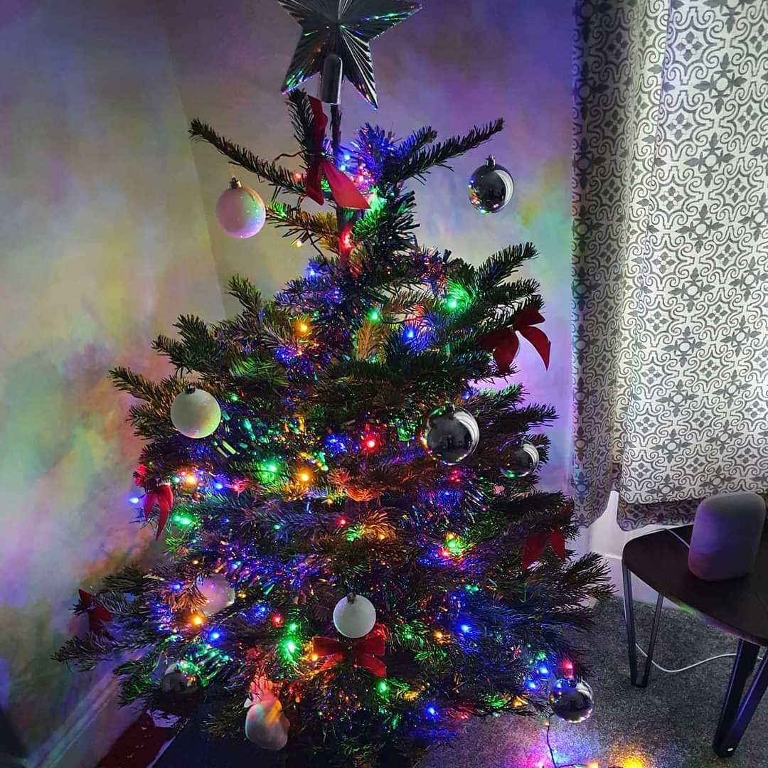 my amazing Christmas tree in the living room next to the window