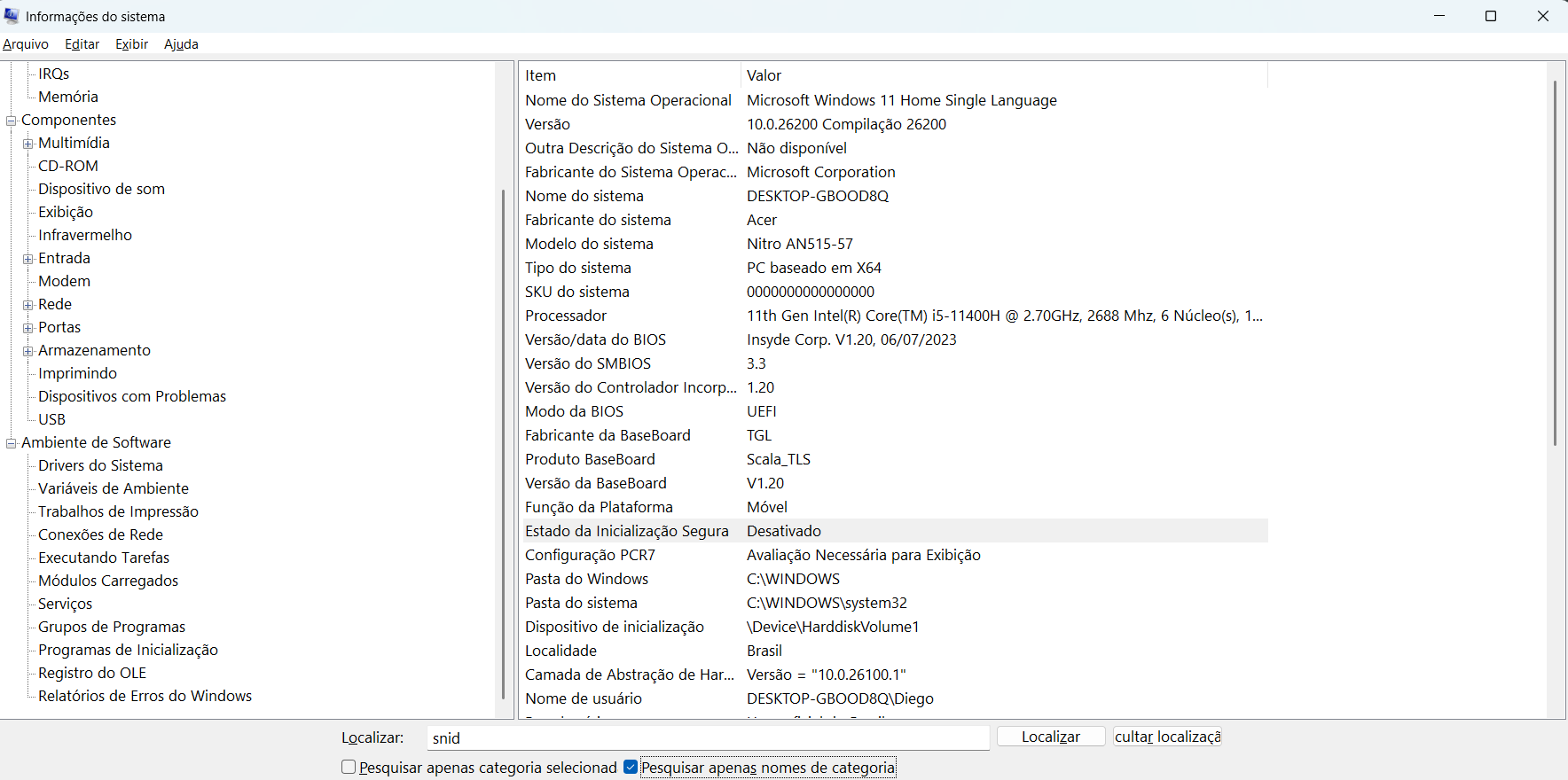 Não consigo fazer a Inicialização Segura no NITRO 5 - Acer Community