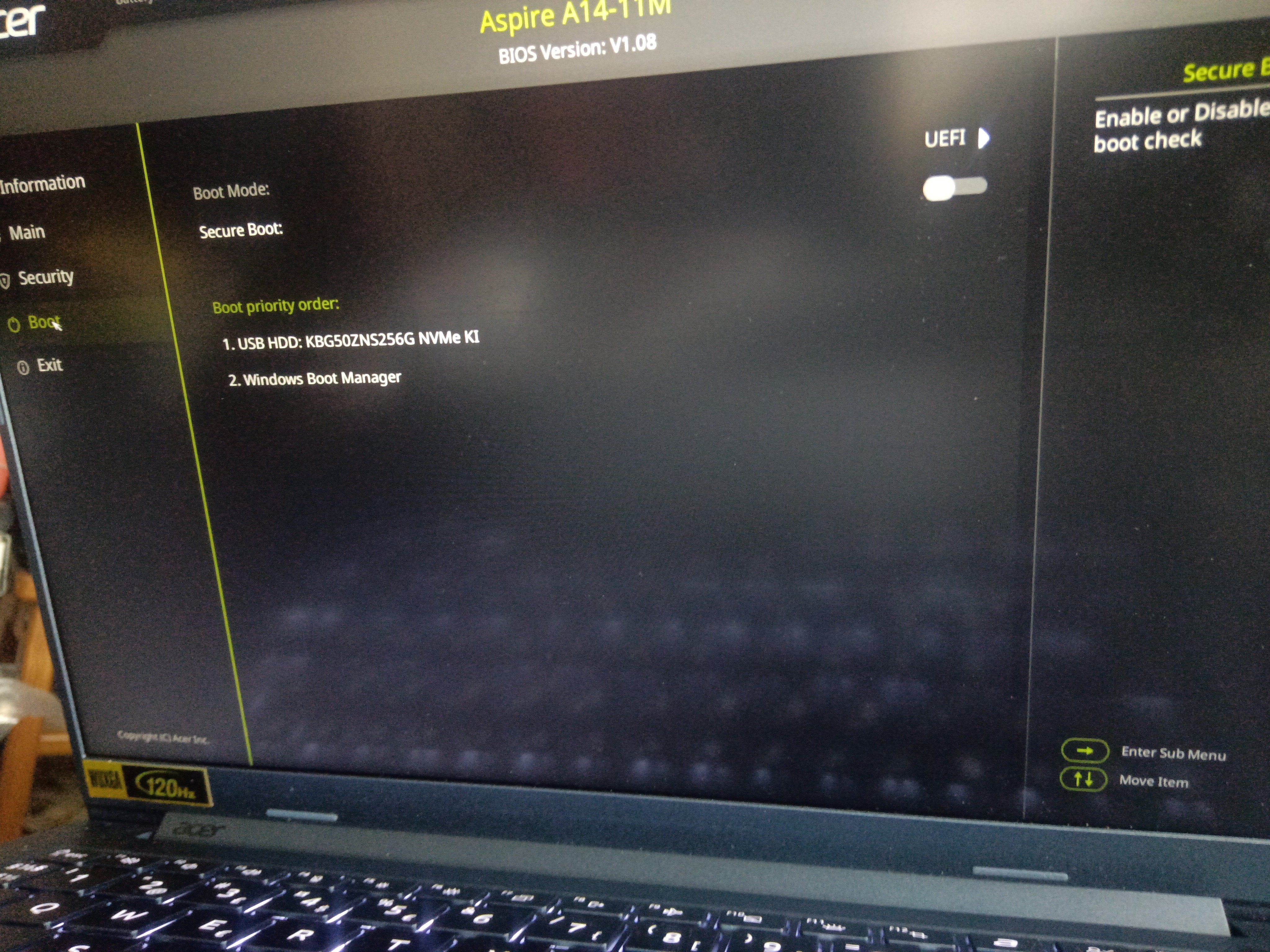 Installing Linux Mint on Acer Aspire 14 AI A14-11m:i Cant seem to