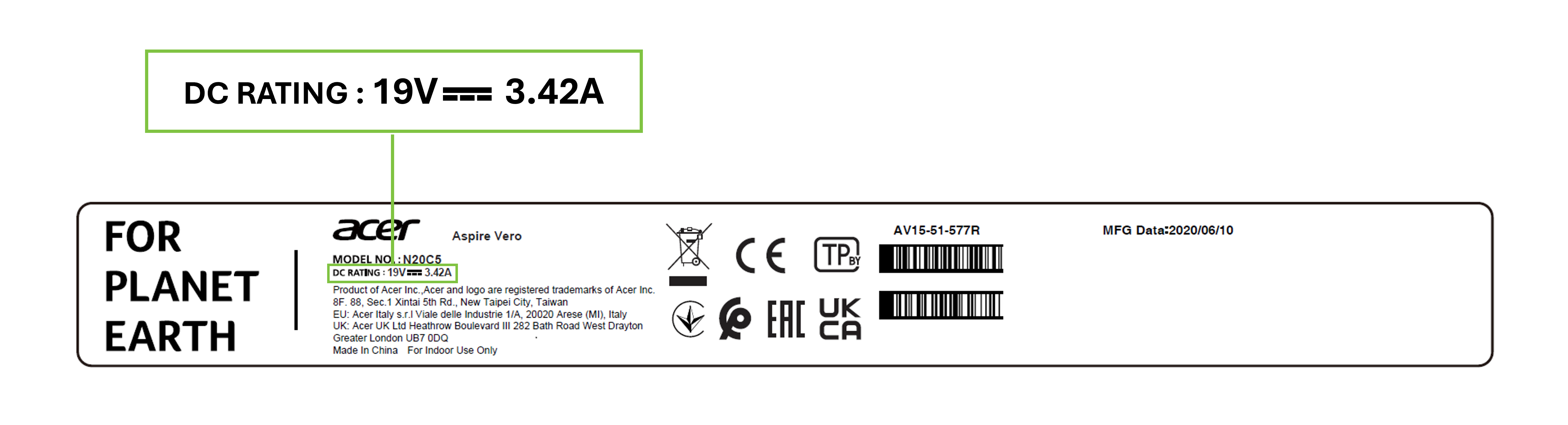 Computer Charger Label No Charger in the Box of Your New Acer Tablet, Notebook or Chromebook ...