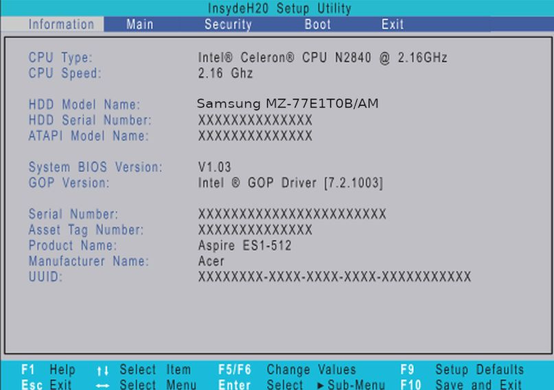 Acer Aspire E 15 Start ES1-512-C08J - I need to update the current