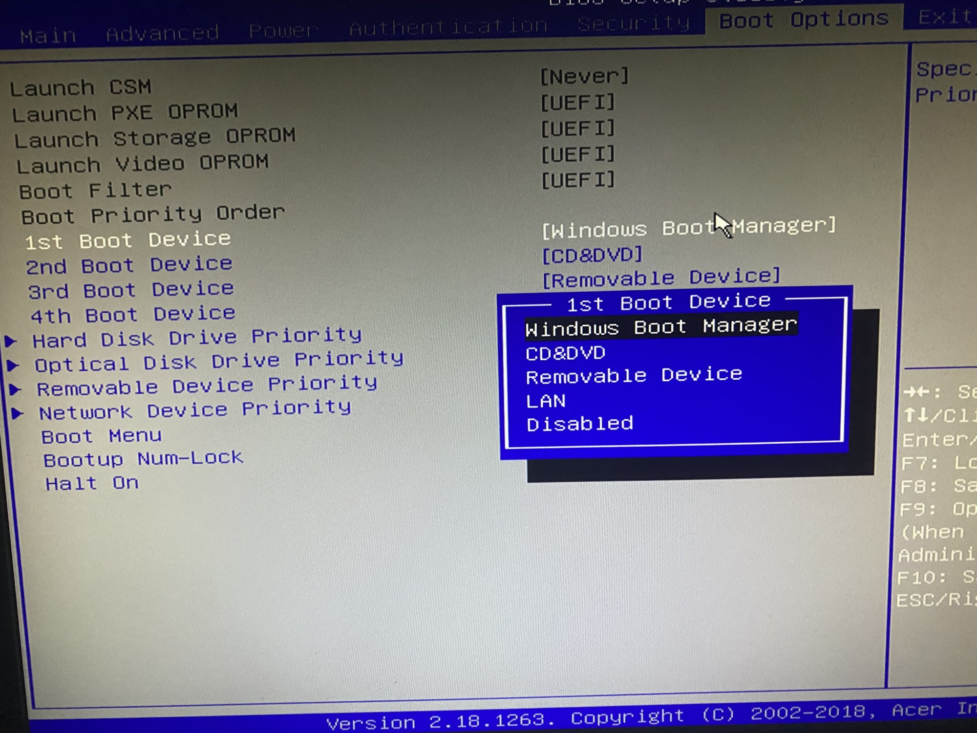 acer laptop boot from cd