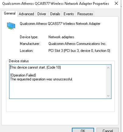 atheros wlan adapter starts then stops windows 7