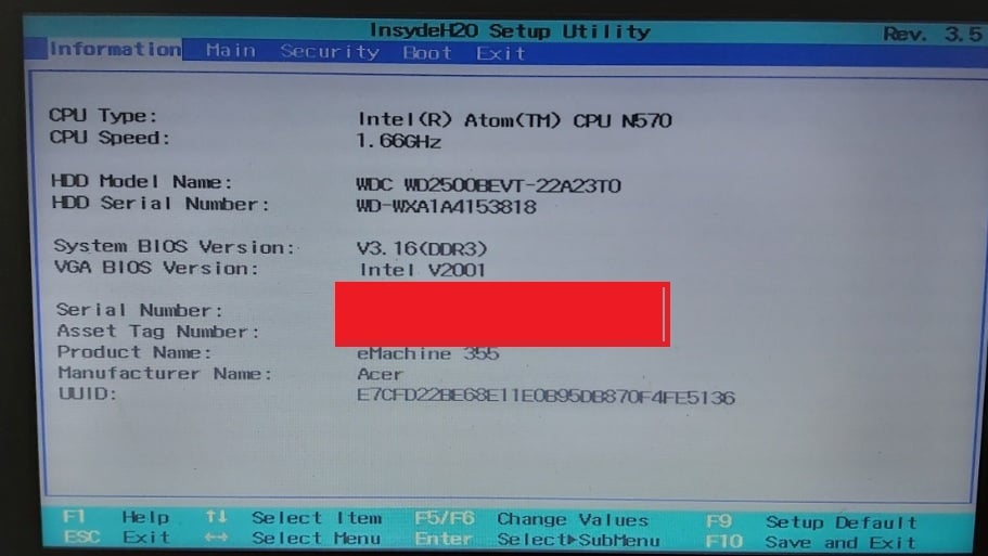 Help With InsydeH20 Setup Utility Rev 3 5 Acer Community