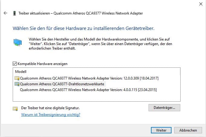 qualcomm atheros qca9377 driver windows 7 problem