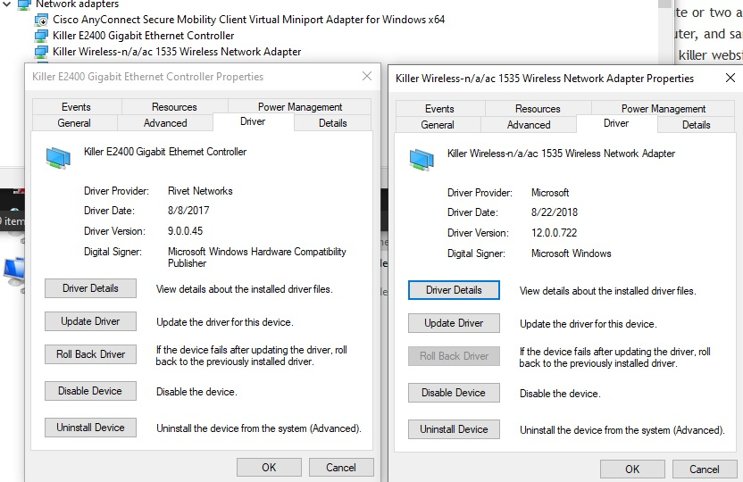 killer network drivers without suite