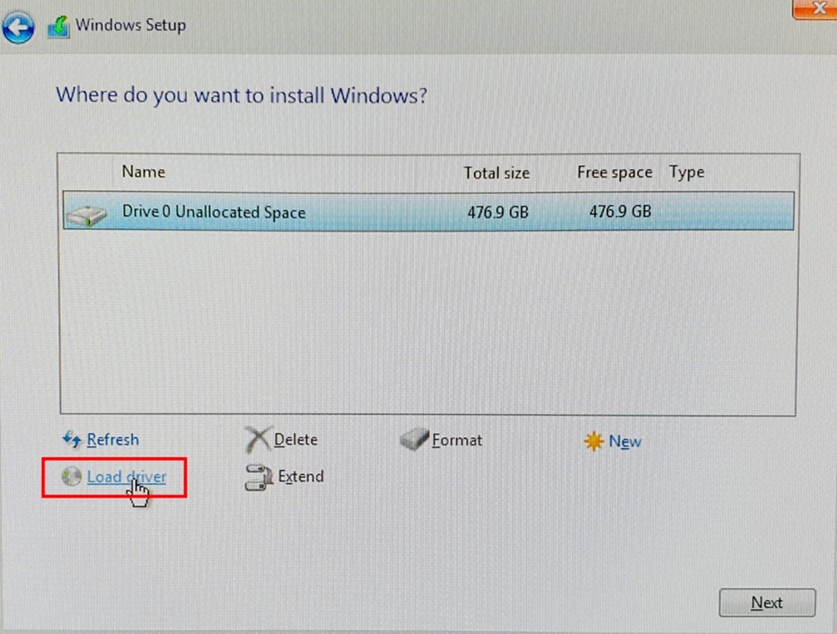 Windows Setup Installationsseite