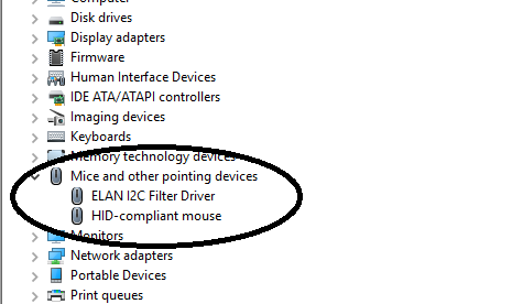 i2c hid device driver windows 10 asus not working