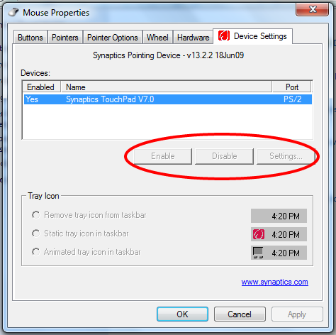 Synaptics pointing device driver как удалить