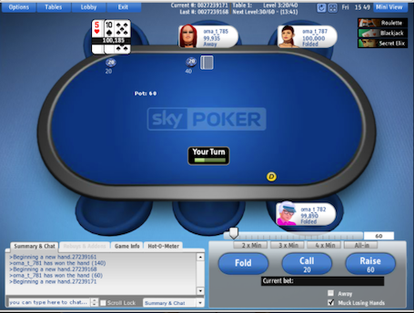 Sky Poker Flash table