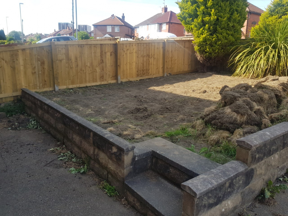 Replacing turfed raised front garden with gravel (shares soil with