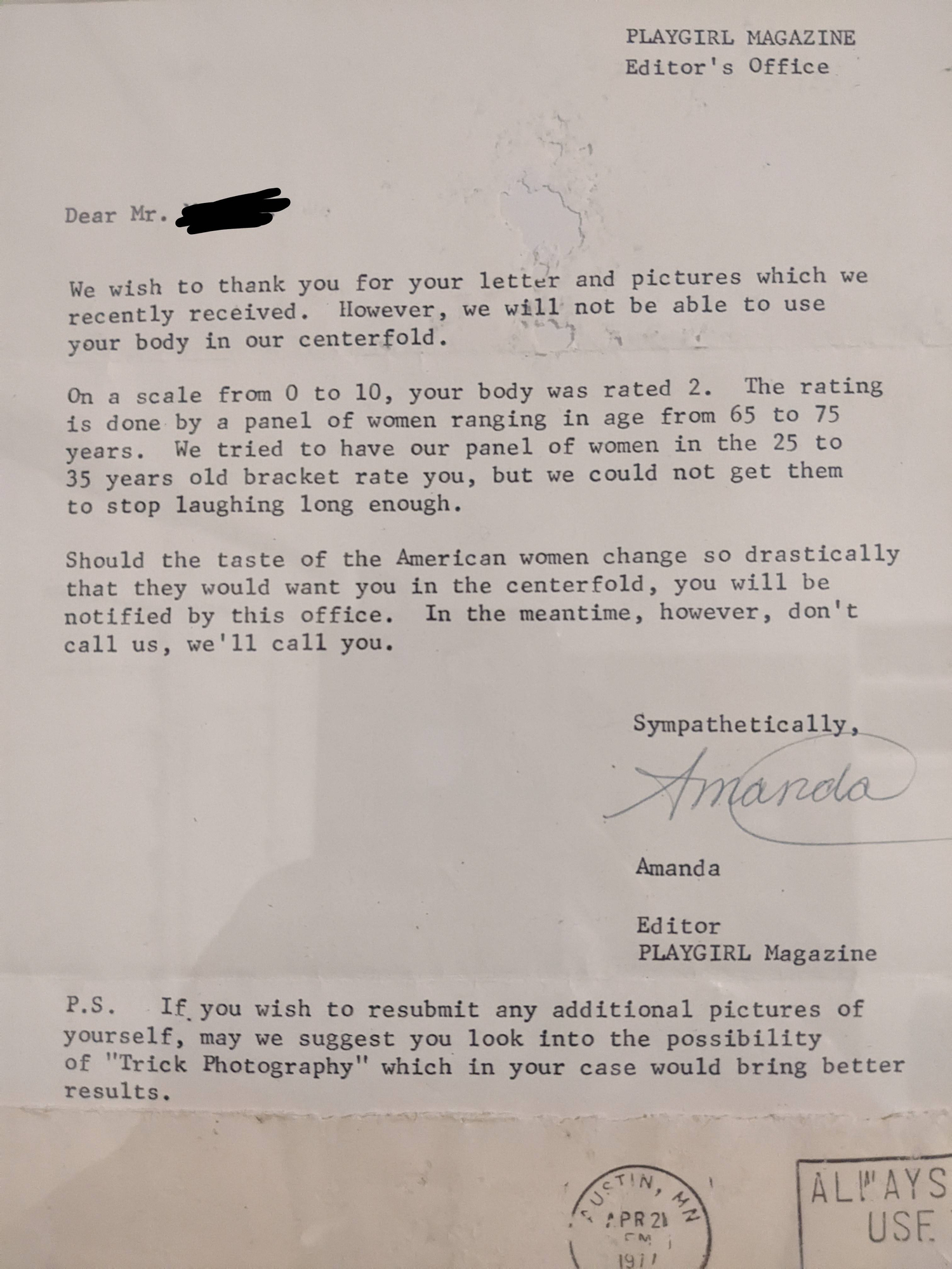 My Rejection Letter From Playgirl — Florida Sportsman