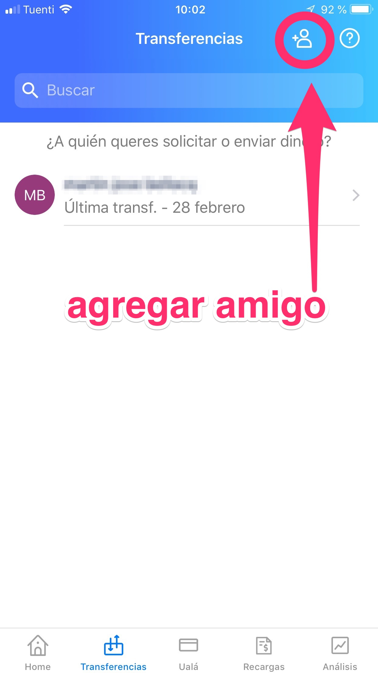 Eligiendo un amigo para enviar plata a través de Ualá Eligiendo un amigo para enviar plata a través de Ualá