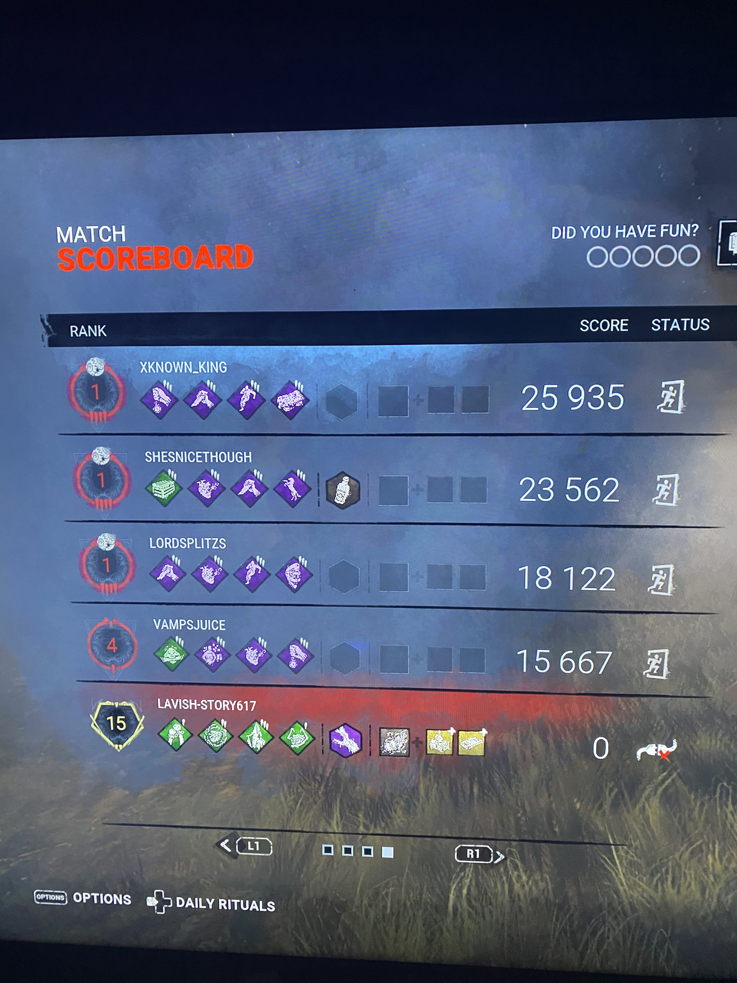 Low rank killer versus rank 1 survivors — BHVR
