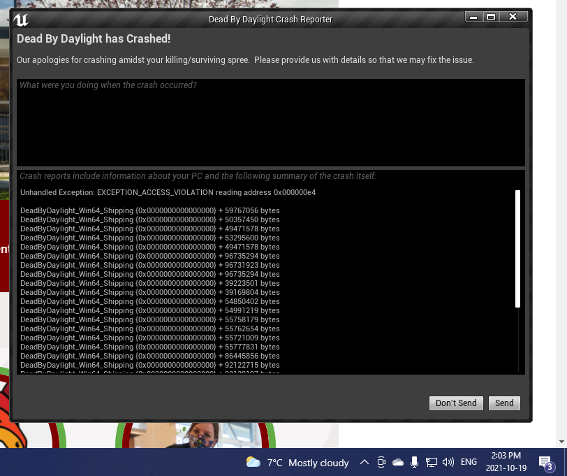 Banned For 24 Hours After The Game Crashed Dead By Daylight