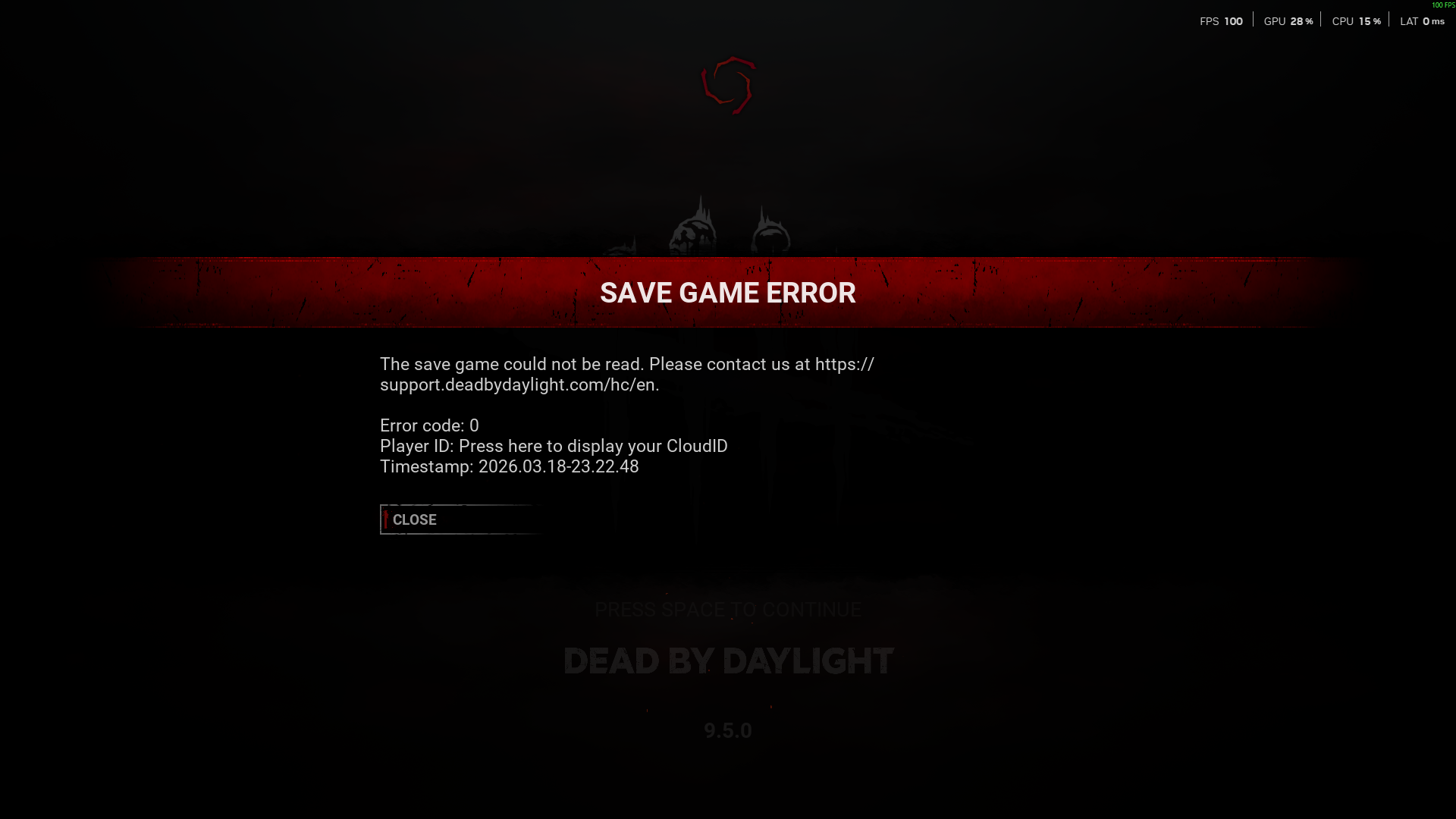 Cant play the game, save game error — BHVR