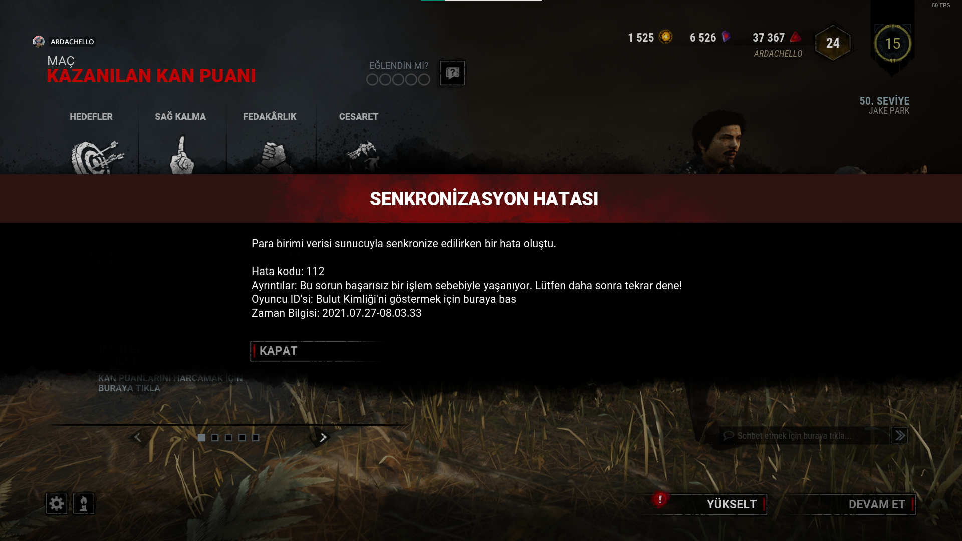 Error code 112 dead by daylight