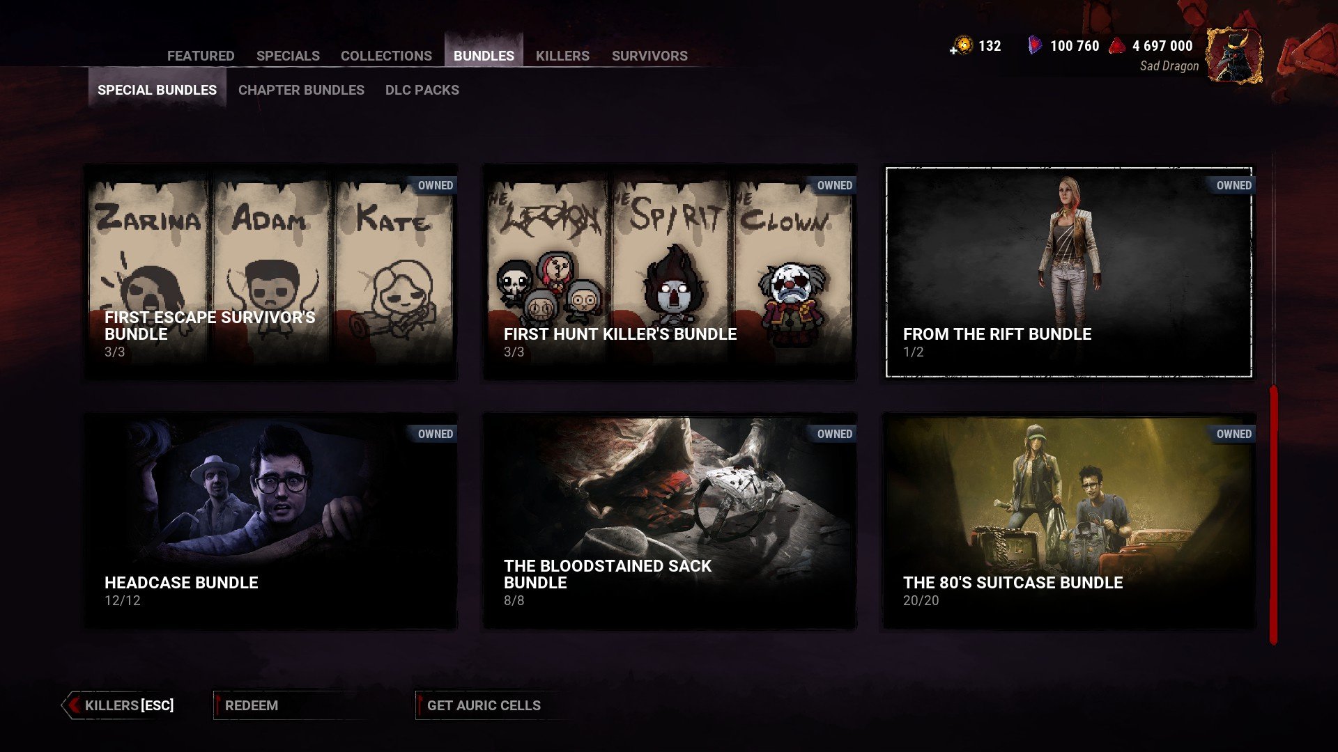 bundle shows "owned" but also "1/2"