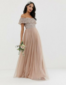 petite blush bridesmaid dress