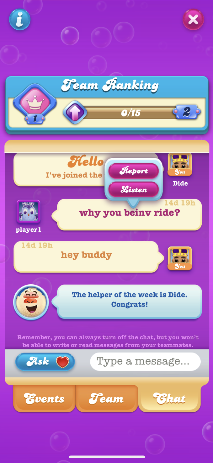 Hvordan kan jeg flagge misbrukende innhold/spam i chatten? King Community