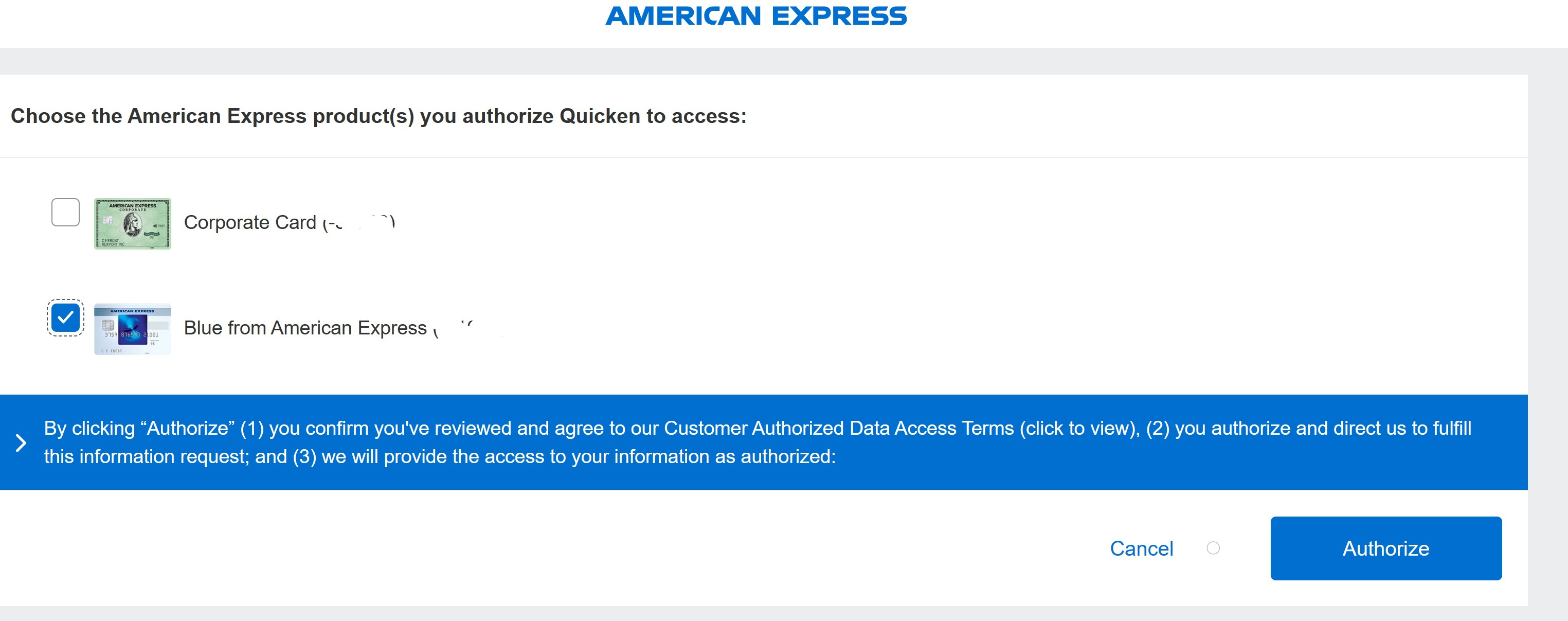 Sign into American Express bank failed error in Quicken — Quicken