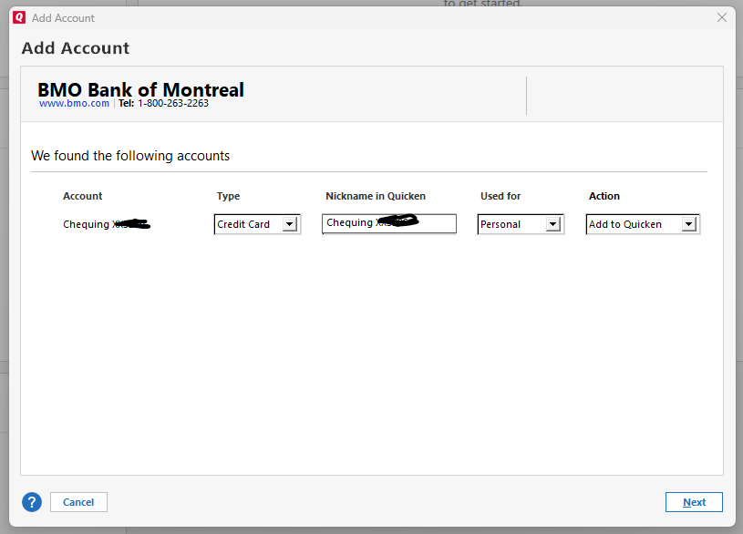BMO Being Added Incorrectly While Using Online Features Quicken
