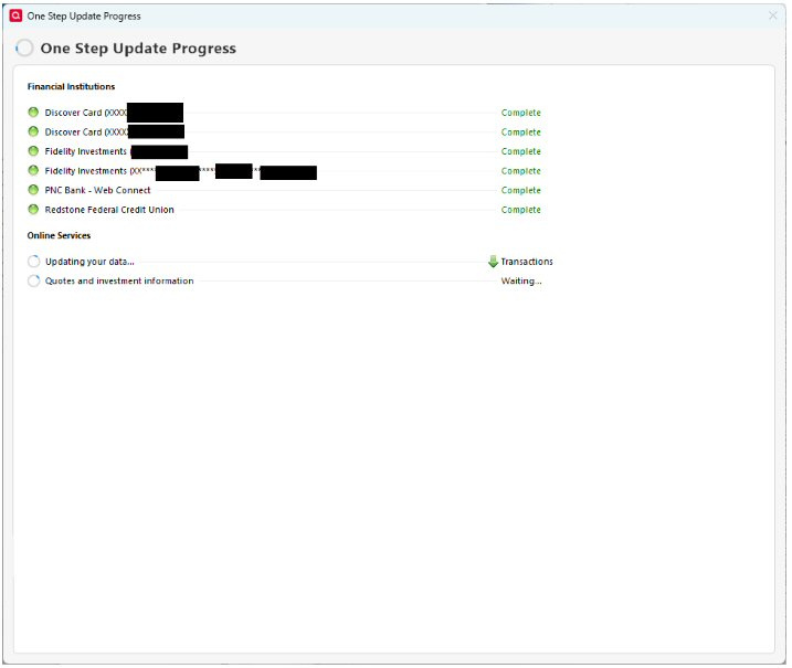 One Step Update Summary no longer lists accounts included in update ...
